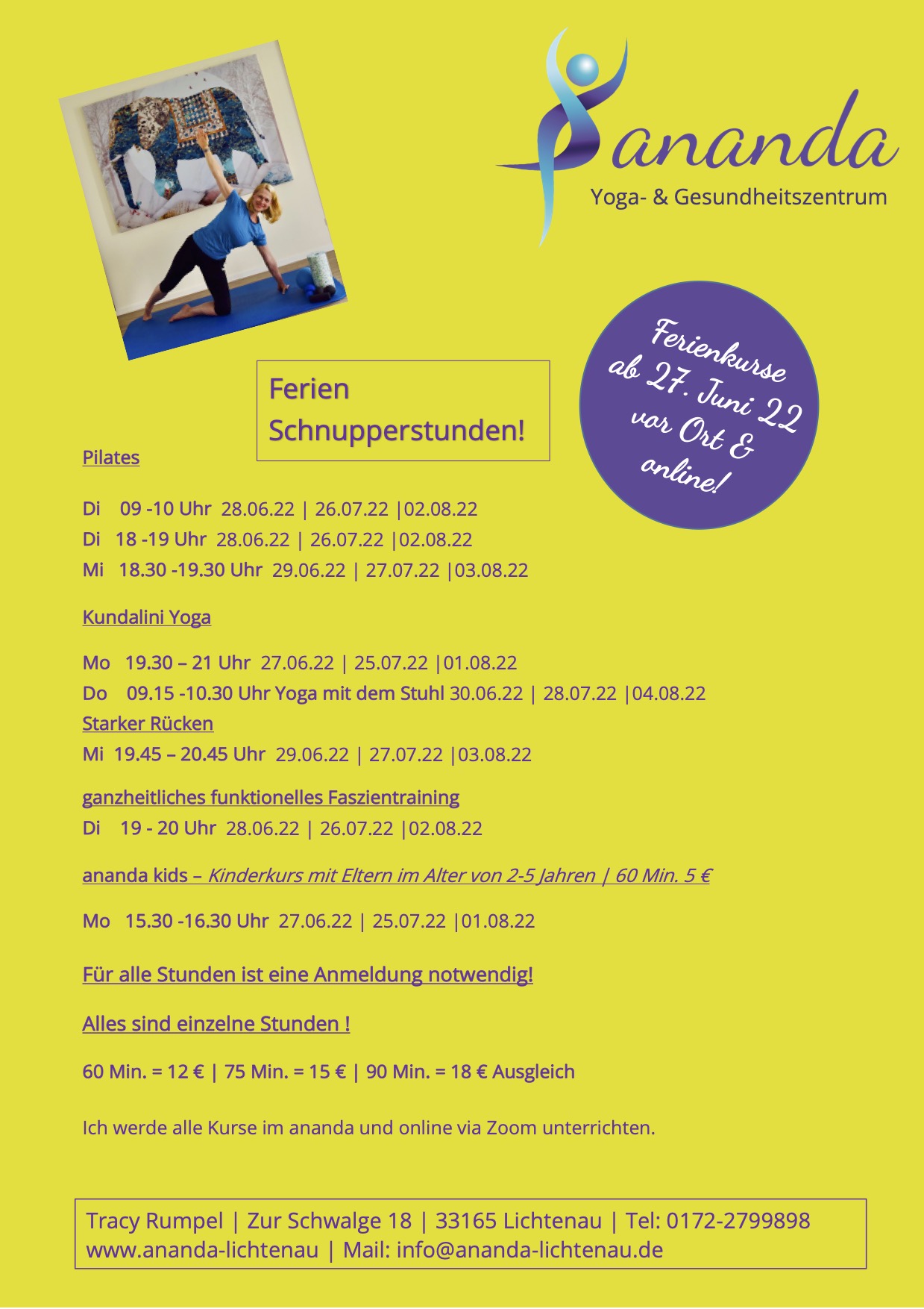 Plakat Kurse Ferienkurse 22